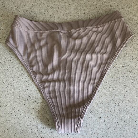 Gymshark: Nude  Ribbed High Rise Bikini Bottoms - Picture 2 of 6
